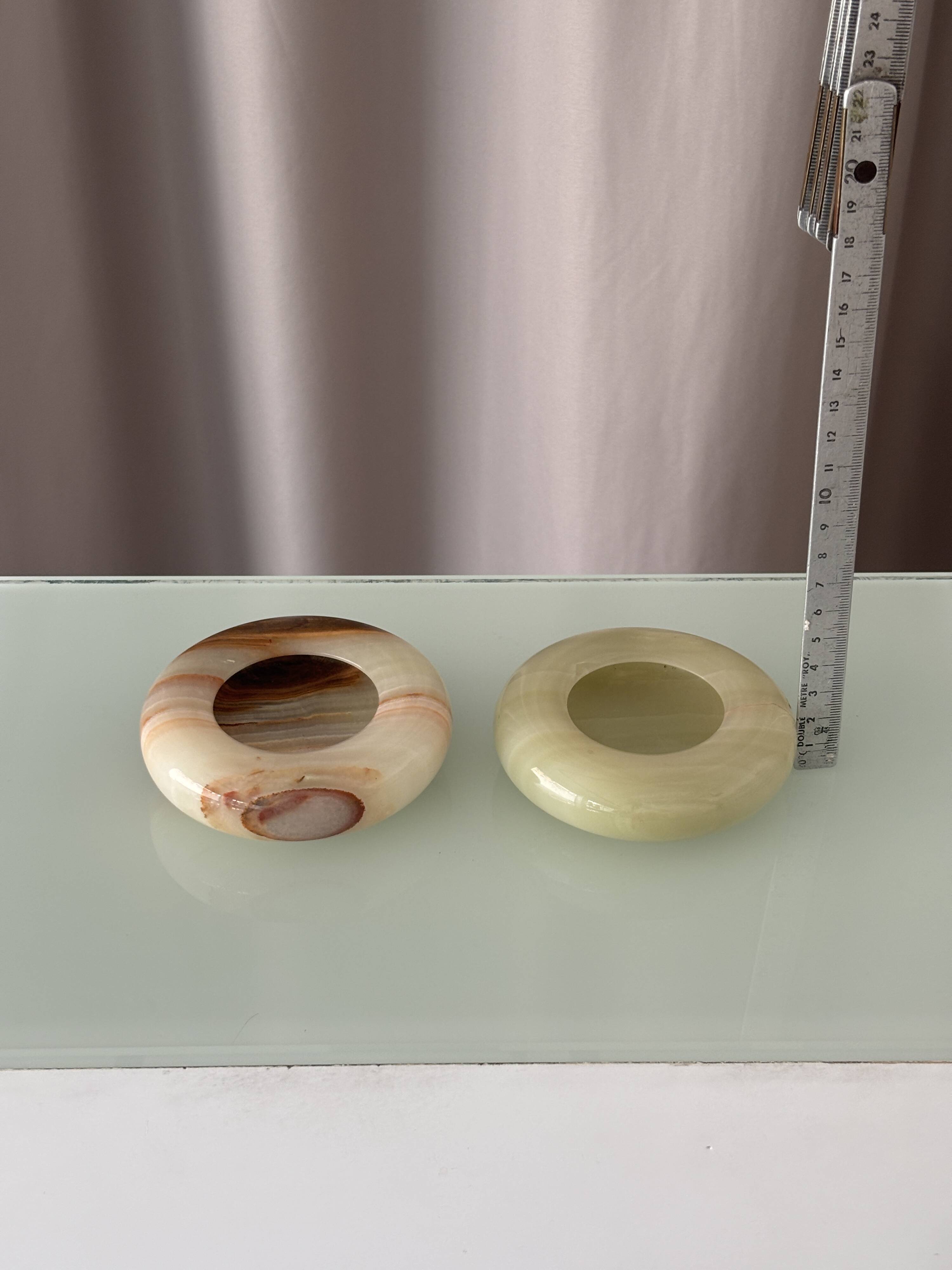 Pair of Vintage Italian Onyx Ashtrays / Catchall Dishes – 1970s