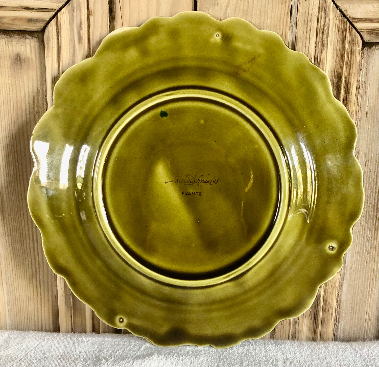 6 old Sarreguemines slip plates