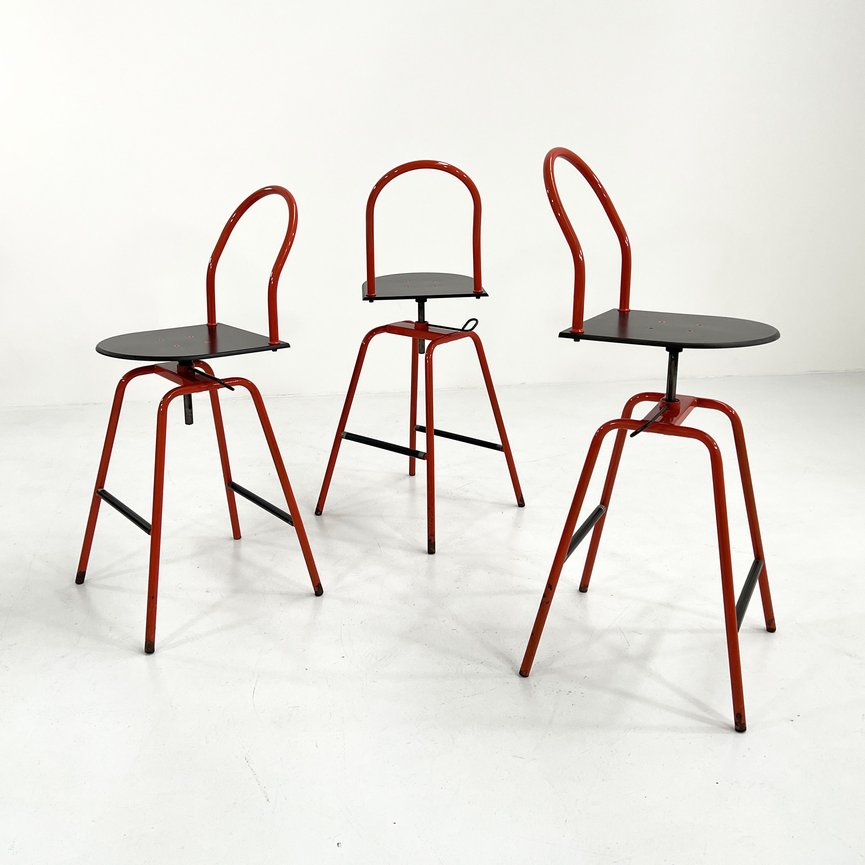 Adjustable and Swivel Bar Stool Il Bottone by Paolo Parigi for Heron Parigi, 1980