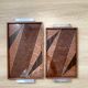Duo of vintage wooden trays marked art deco