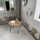 Wicker and metal coffee table from the 1950s