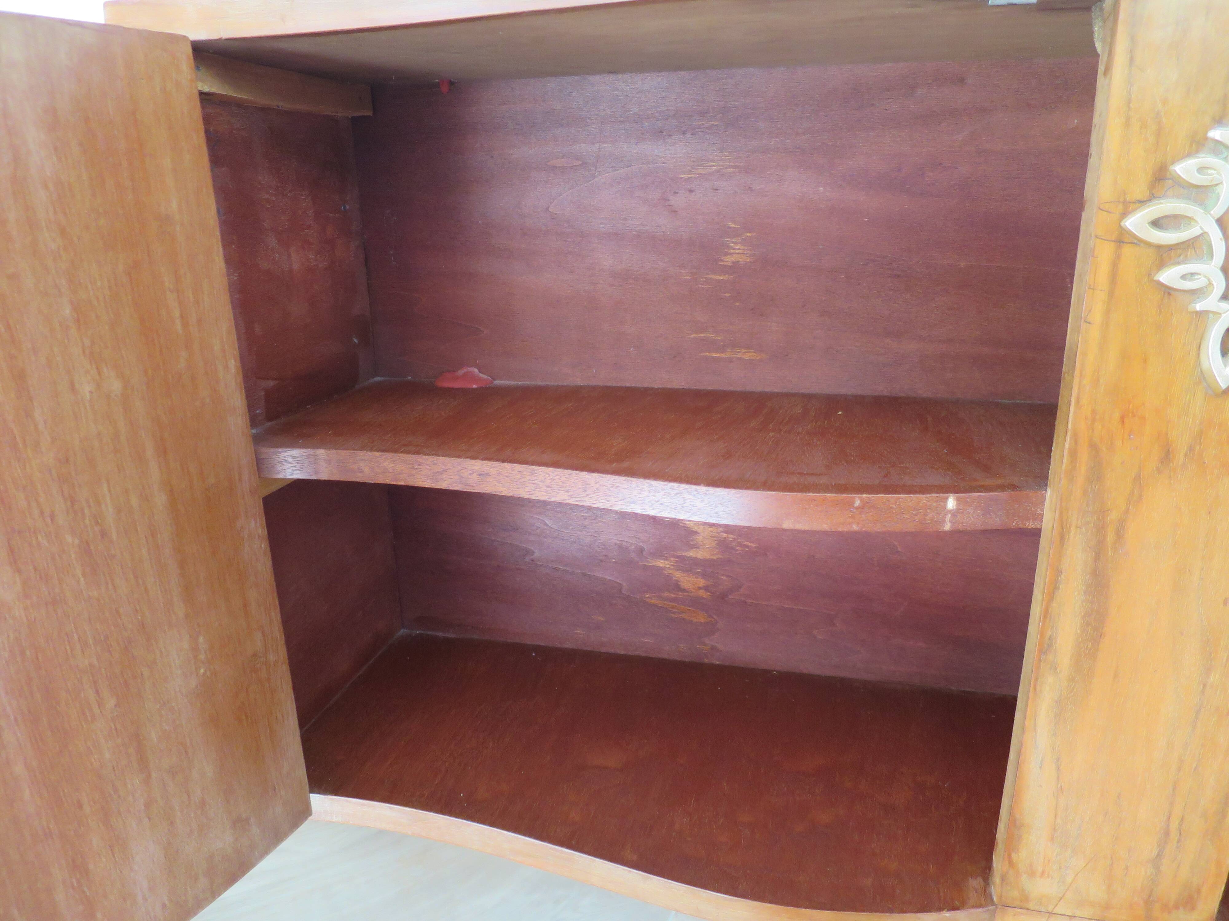 Headboard – console – sideboard – art deco – 2 doors – 2 niches in solid walnut e