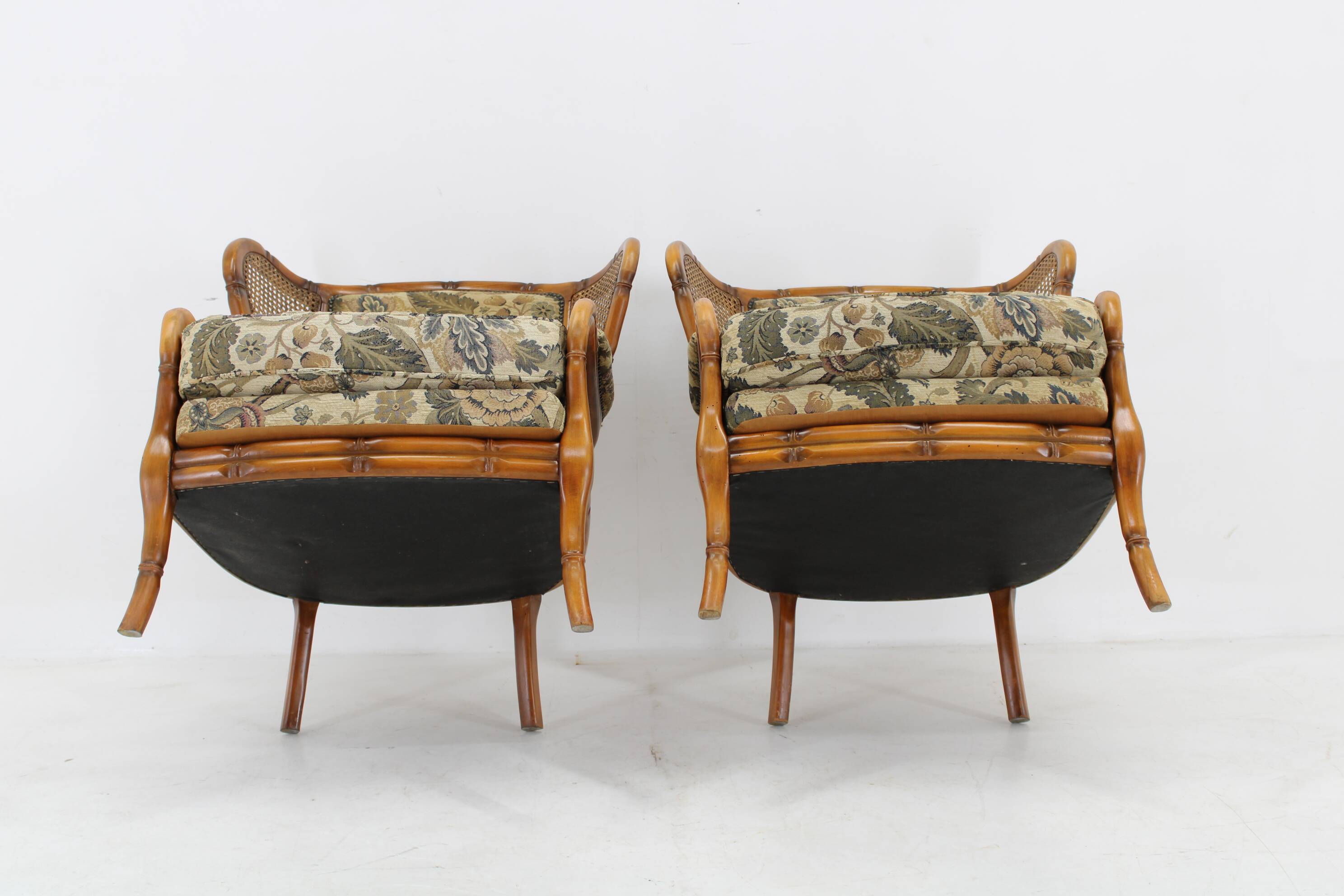 1960s Pair of Rattan Armchairs , Italy