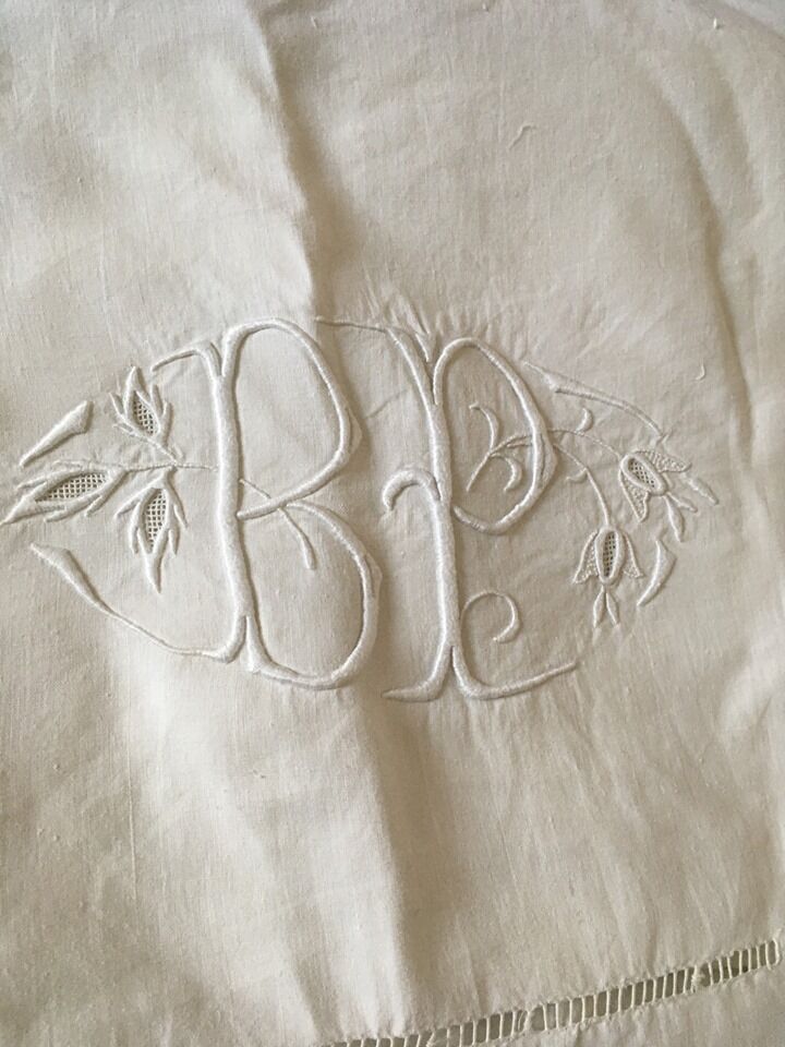 Old white linen sheet B P.