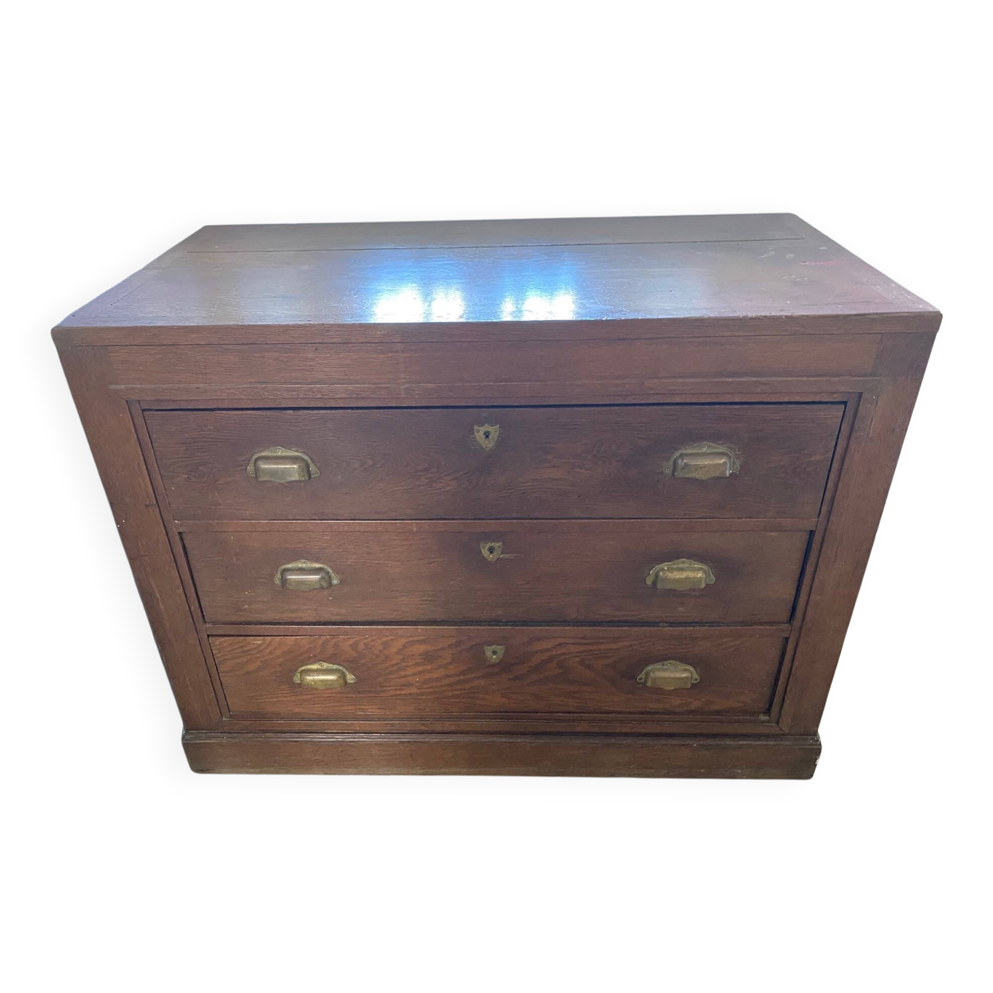 Meuble de métier, comptoir 3 tiroirs en chêne