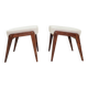 Pair de tabourets en bois et tissu beige