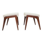 Pair de tabourets en bois et tissu beige