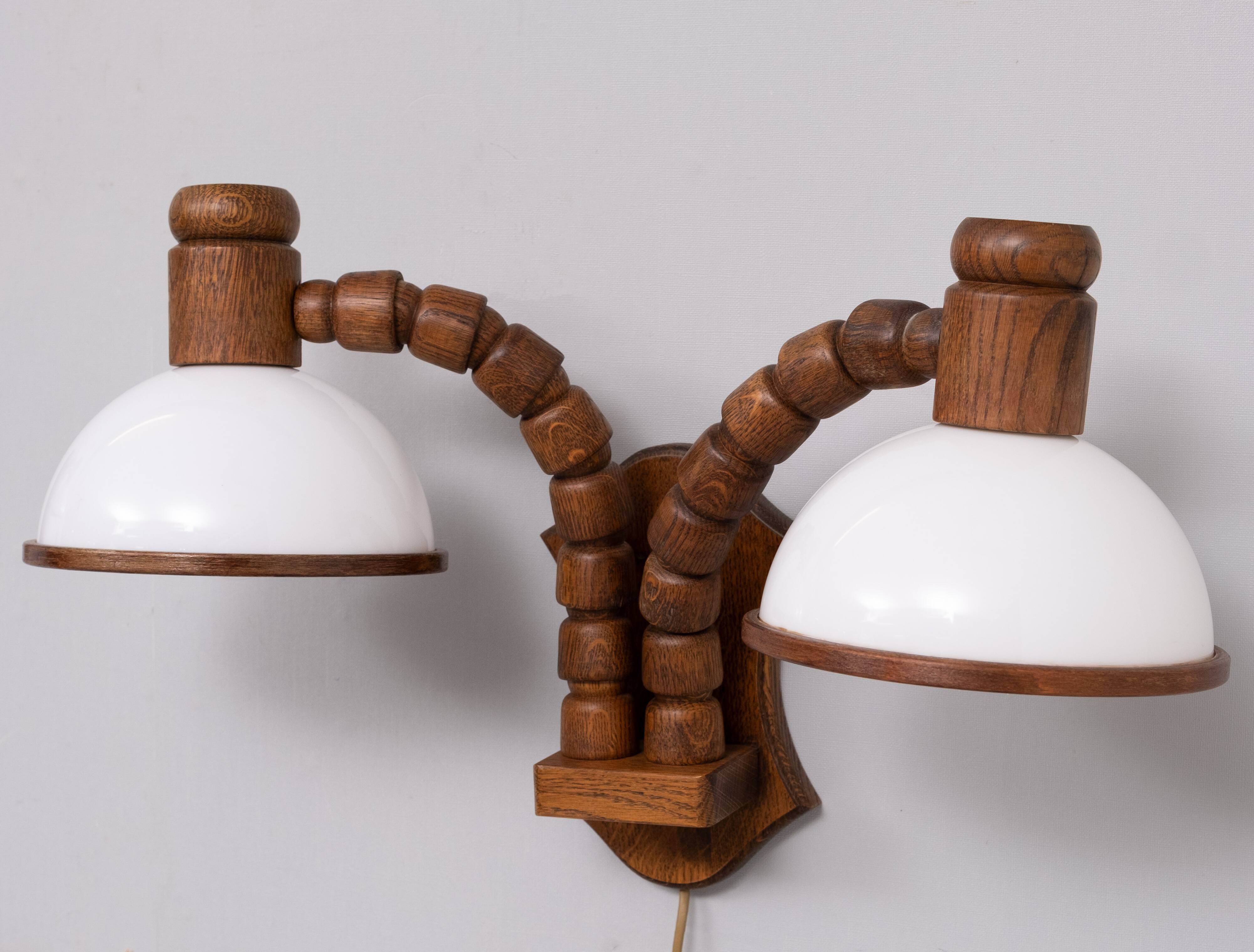 Steinhauer set Oak wood Wall lamps 1970s