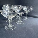 6 anciennes coupes à champagne – Verre soufflé