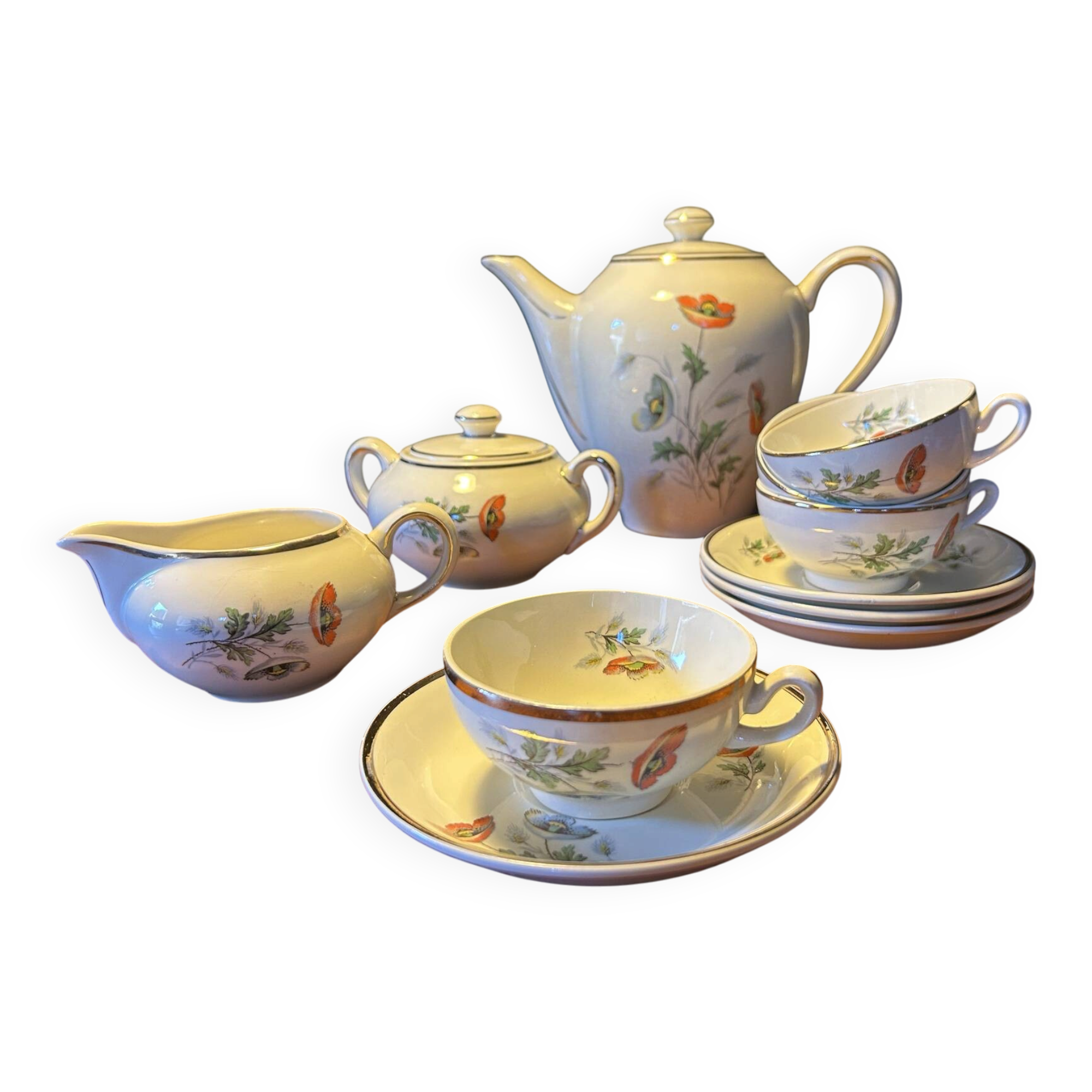 Antique tea service Céranord by Amand – 20 cups and saucers – perfect
