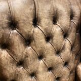 Xixth century  english georgian cigar leather wingback library chairs