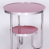 Restored Bauhaus Small Table, Kovona, Spruce, Chrome, Czechia, 1930s