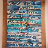 Acrylic paint and wood framing
