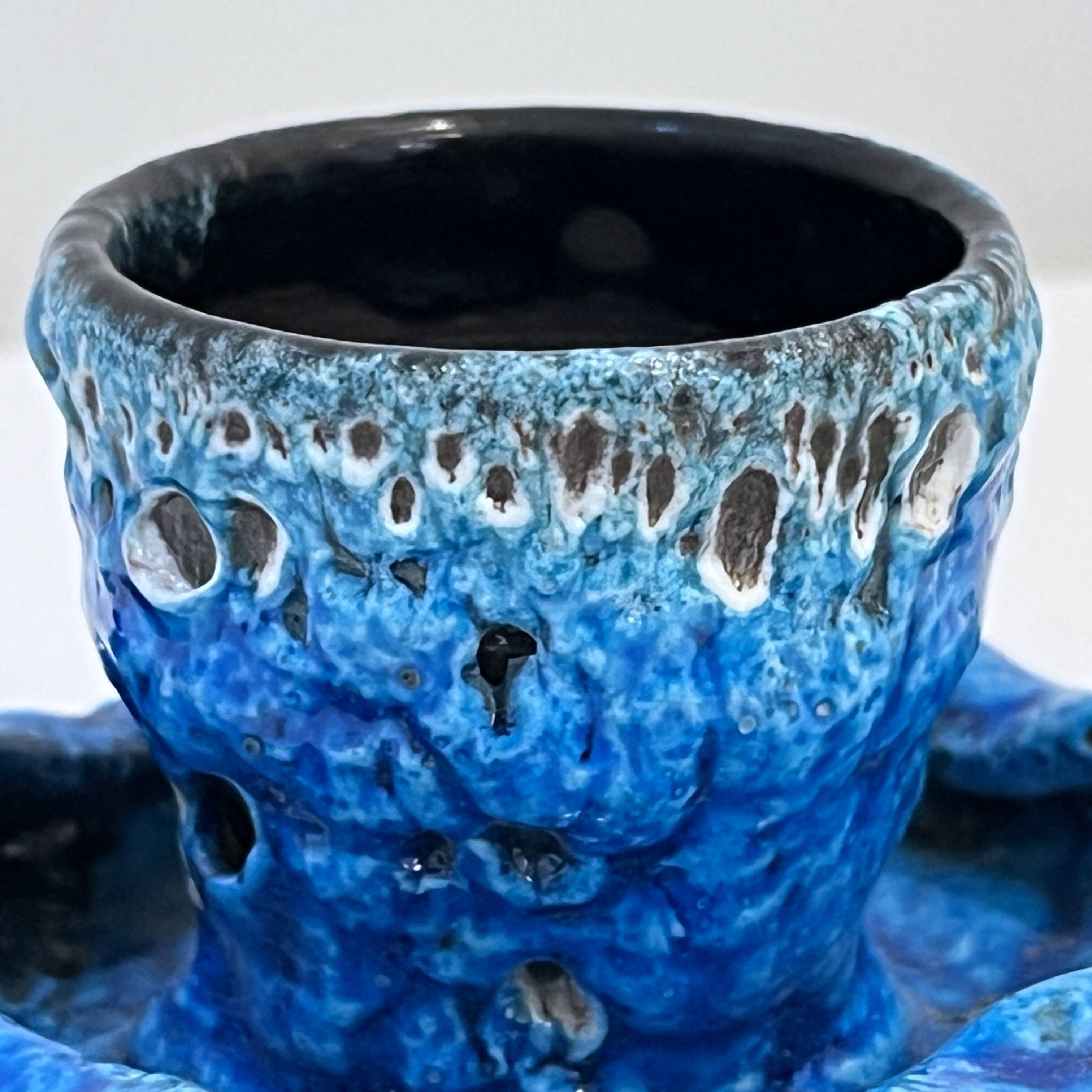 Fat Lava Ceramic Egg Cup Glacier Enamels - Atelier du Cyclope