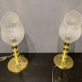 Murano Glass and Brass Table Lamps, 1980s, Set of 2