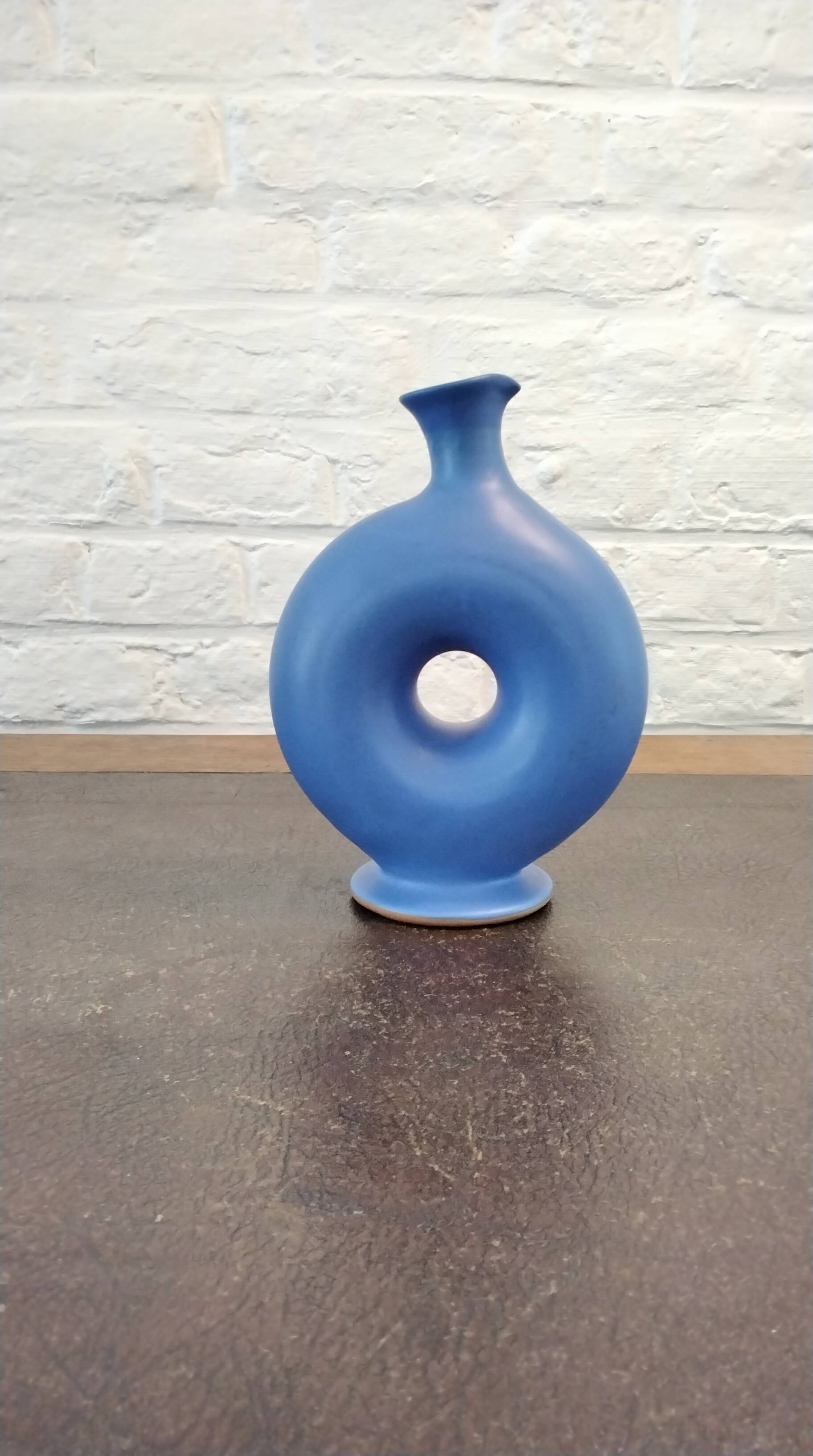 Blue donut vase