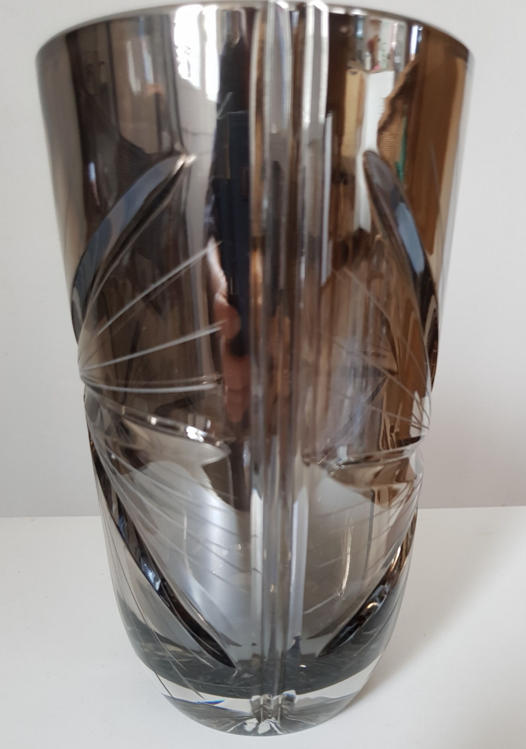 Silver grey crystal vase