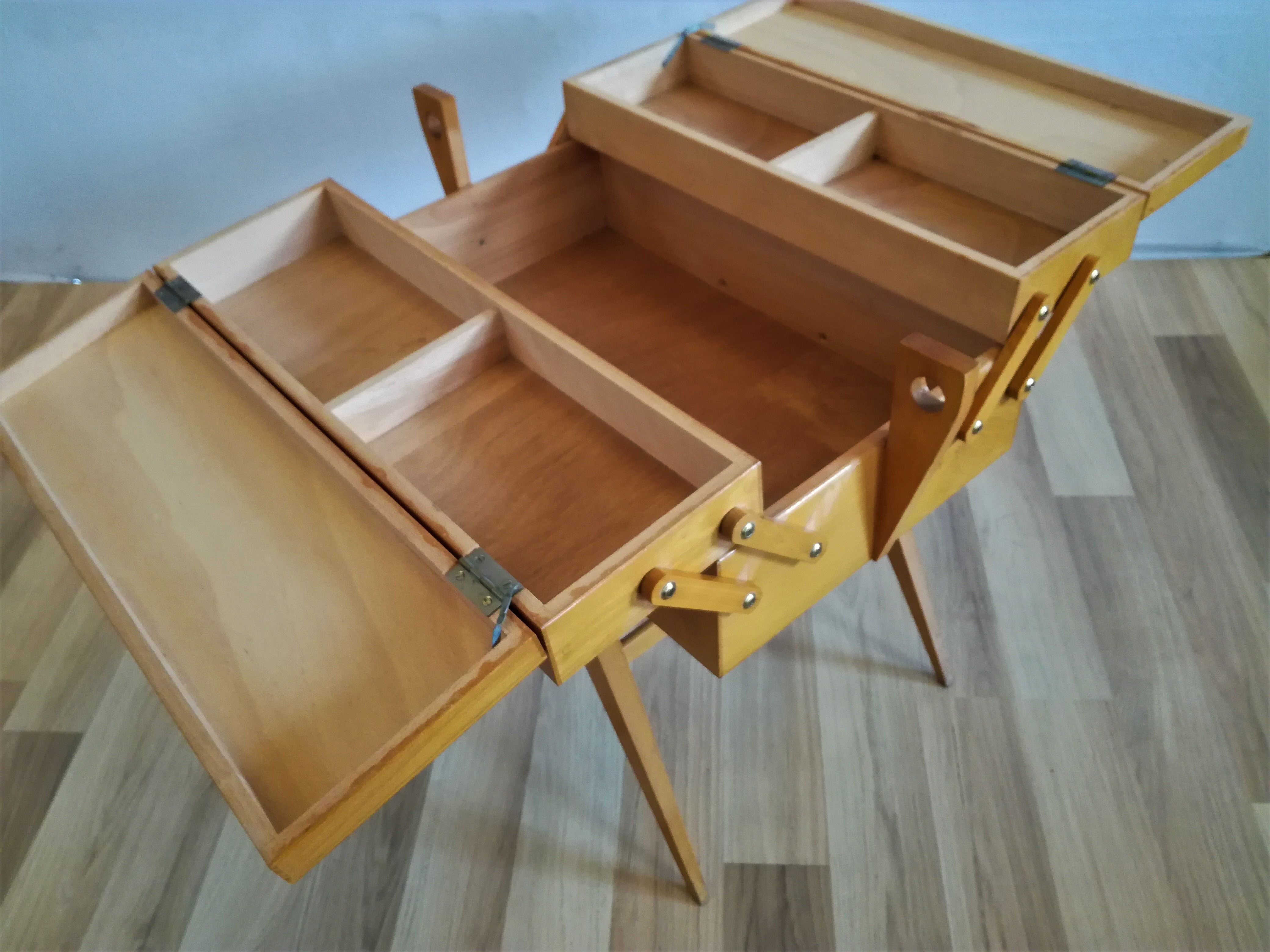 Sewing worker's feet compasses of the 60s