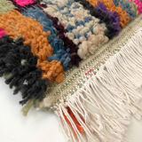 Moroccan Berber boujaad ecru carpet with colorful patterns 157x109cm