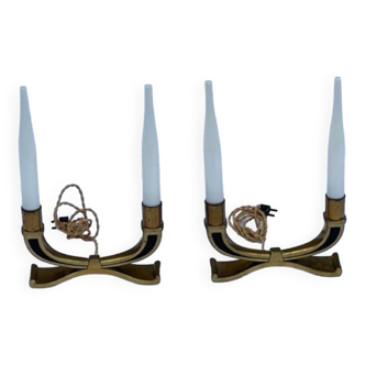 Pair of candlesticks mounted as lamps