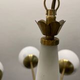 White Brass Opaline Glass Sputnik Chandelier 10 lights