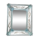 Venetian rectangular light-blue floreal hand-carving mirror in murano glass style