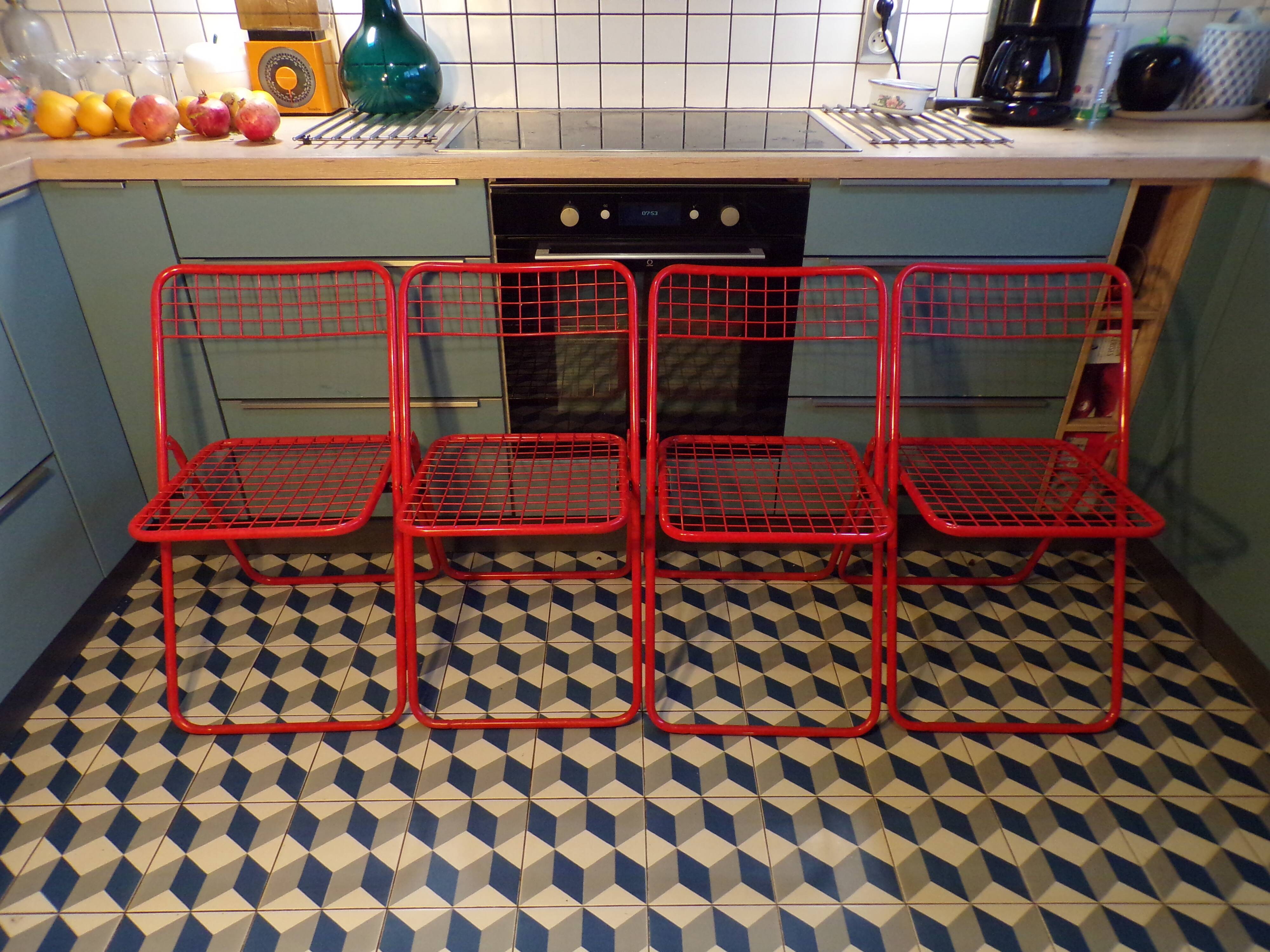 4 ted net mesh folding chairs by Niels Gammelgaard for ikea