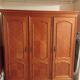 Large Cherry Wood Wardrobe - 3 Doors - Country Chic Style / Louis XIV Inspiration