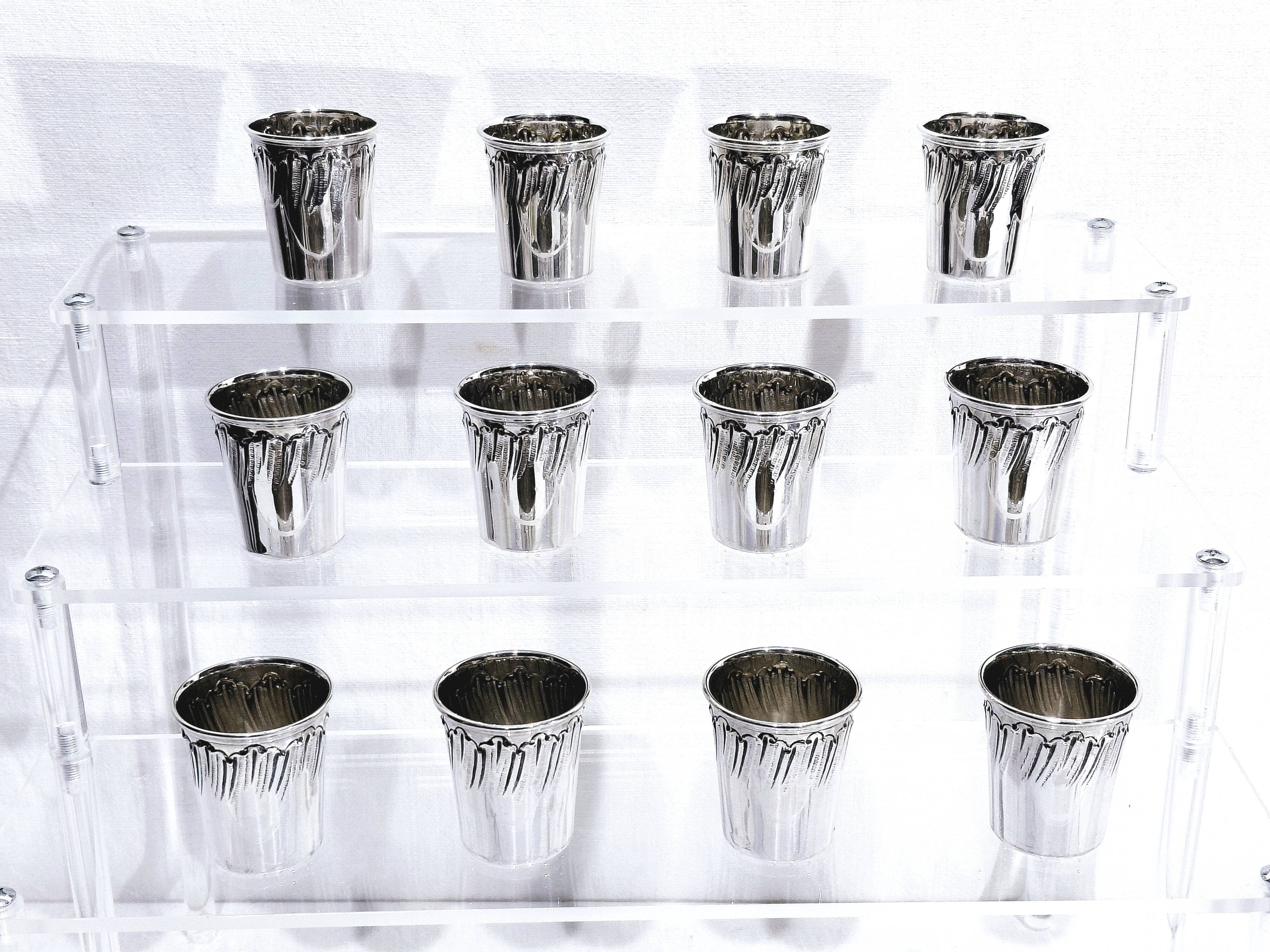 12 silver liqueur glasses