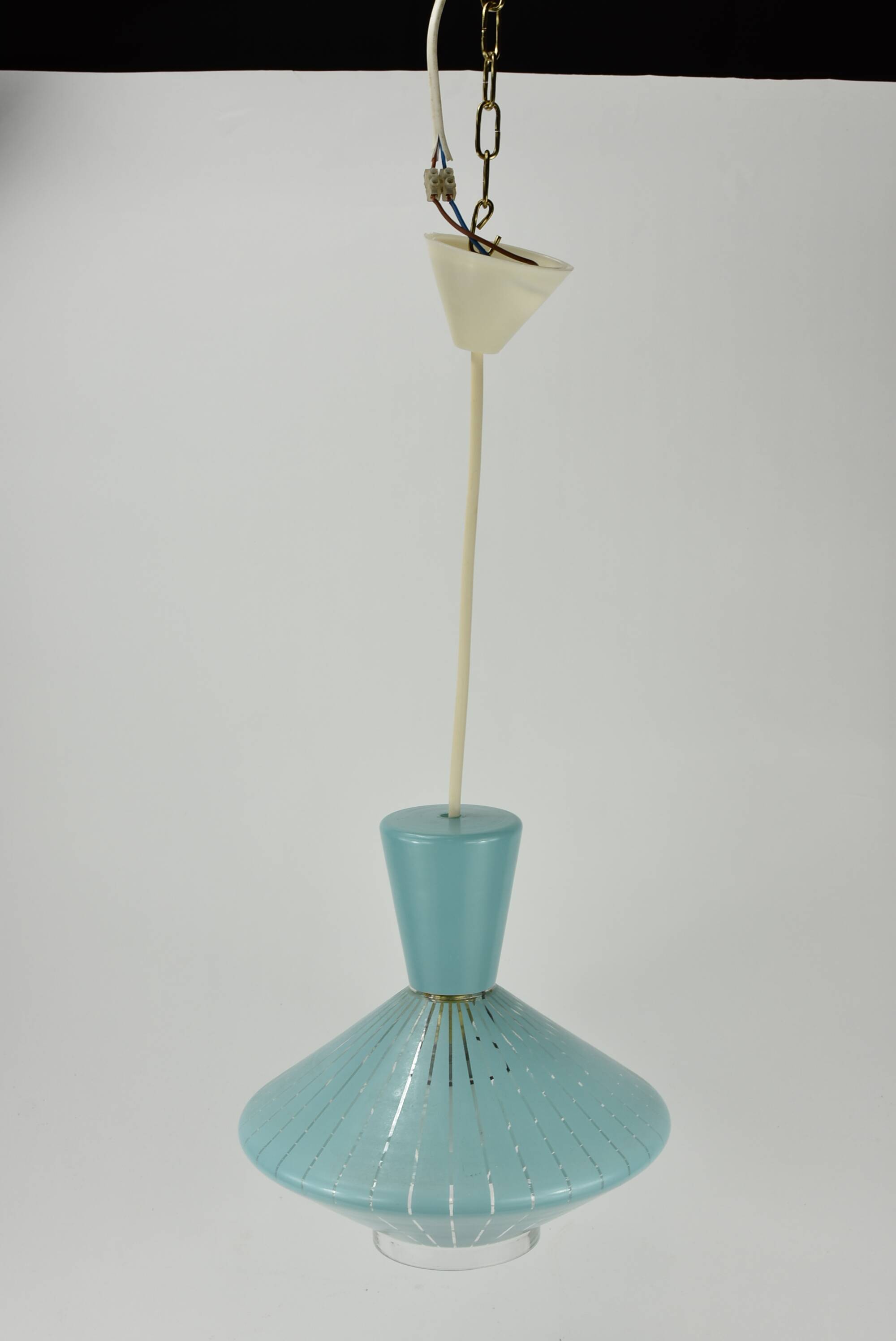 Diabolo-shaped glass chandelier