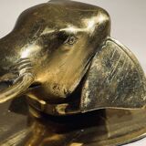 Door knocker / wall paperweight, bronze elephant sculpture