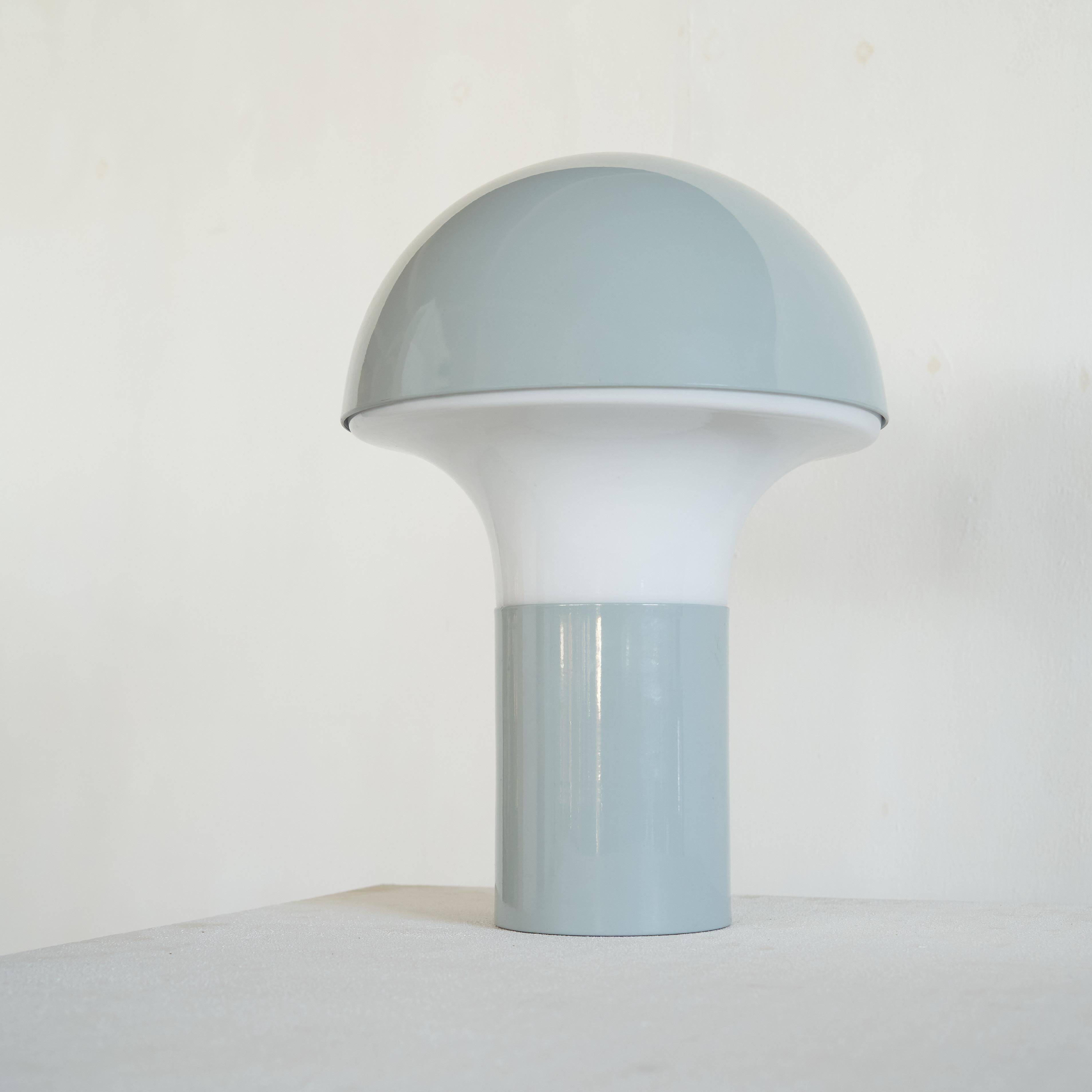 1960s metal and opaline mushroom table lamp