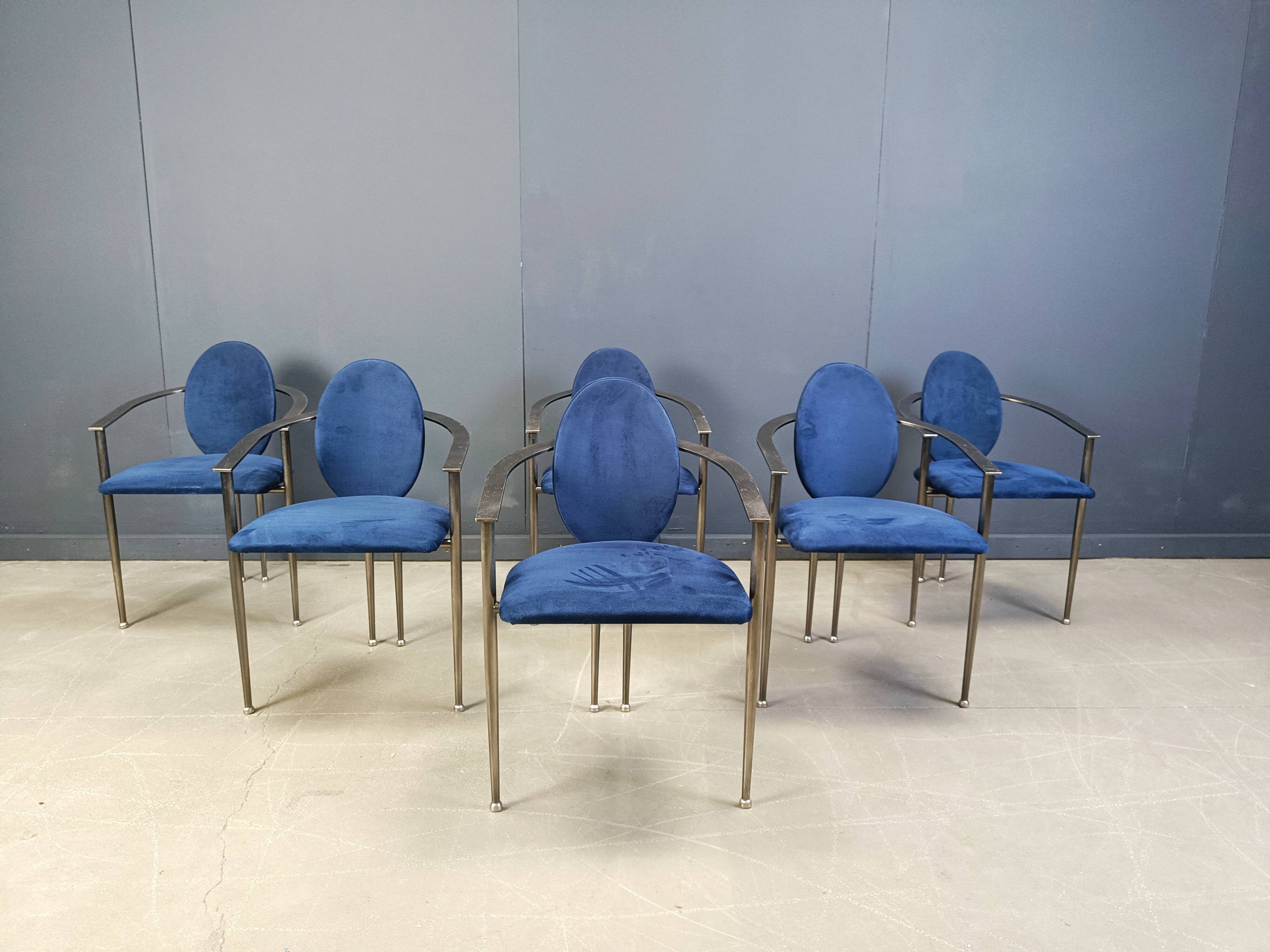 Ensemble de 6 chaises de salle à manger postmodernes par Belgochrom, années 1980