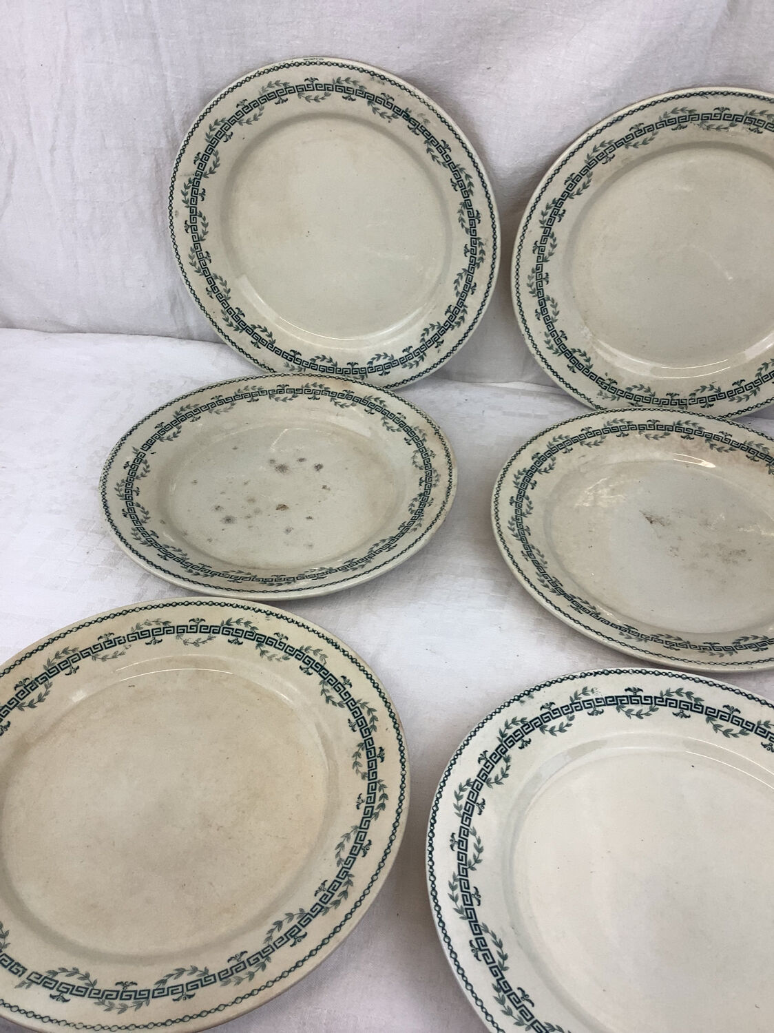 6 old flat iron earth plates