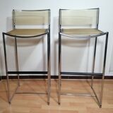 Pair of chrome spaghetti stools model 164 of Belotti for Alias of the 80s