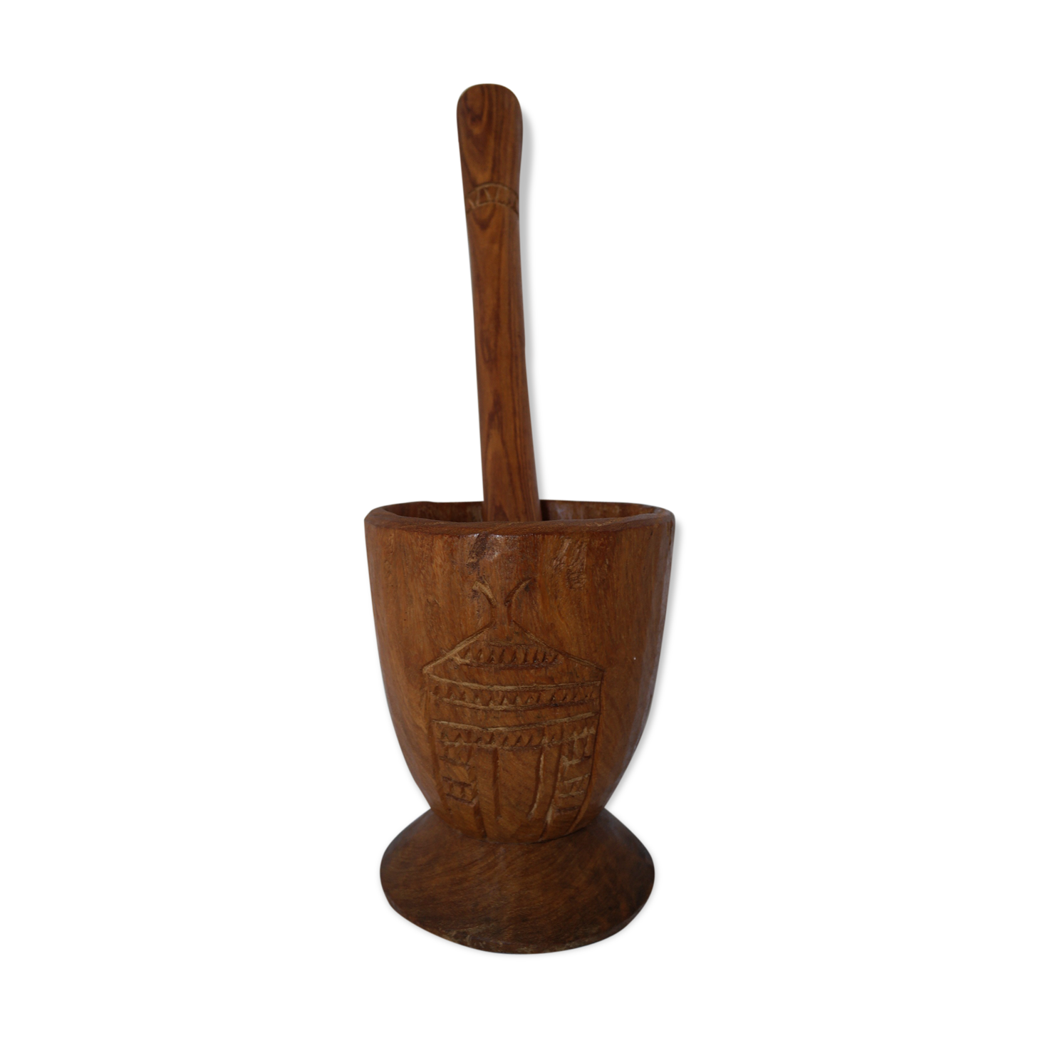 Mortar and pestle made of exotic African wood