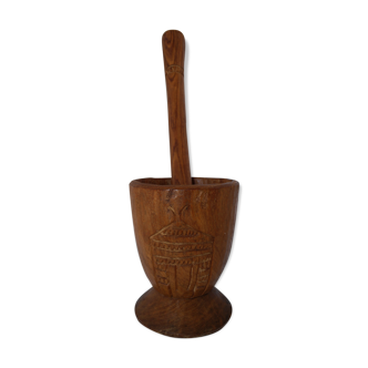 Mortar and pestle made of exotic African wood