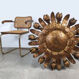 Large gilt floral sunurst lamp 1950s