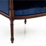 Blue bergere armchairs