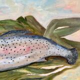 Oil on canvas trout