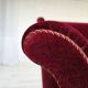 1960s, Danish 3-seater sofa, cherry-red furniture velour, ash wood.