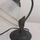 Pair of lamps in iron and satin glass – Florentine style / Art Nouveau