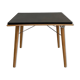 Folding Coffee Table "PLIDEAL" Beech & Black Faux Leather 50s Vintage
