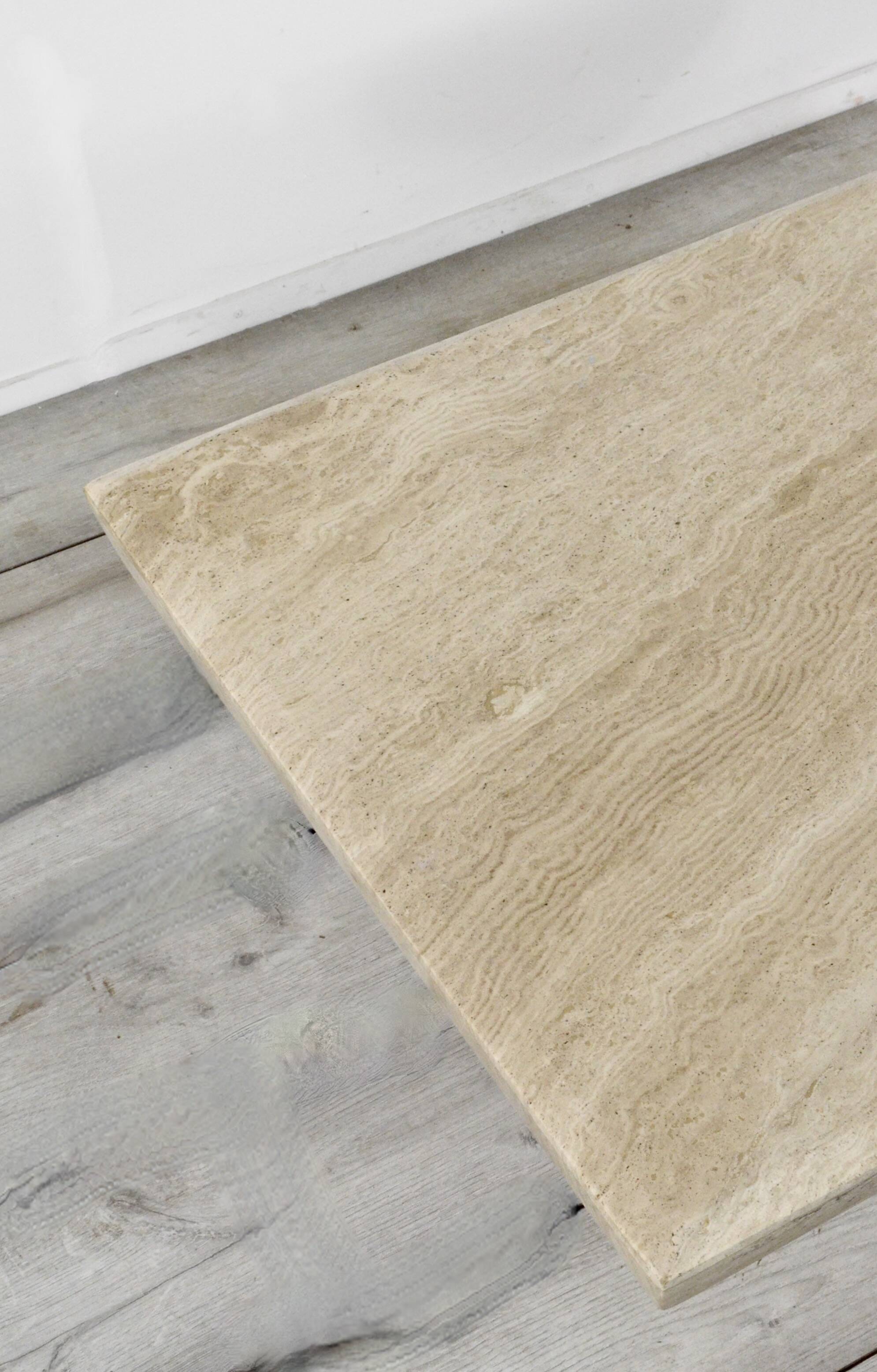 1970s Italian Travertine Minimalist Geometric Coffee Table. Vintage Modern