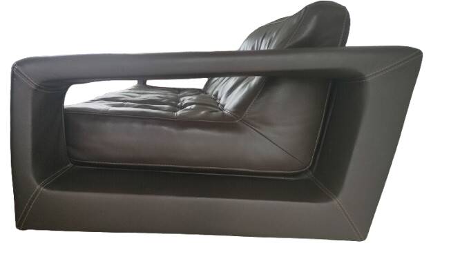 Leather lounge set – Steiner Paris – aluminium base – 1970s/1980s
