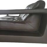 Leather lounge set – Steiner Paris – aluminium base – 1970s/1980s