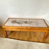 Vintage elm and ceramic coffee table