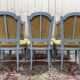 Set of 6 Louis XVI style chairs with polished wood and velvet.