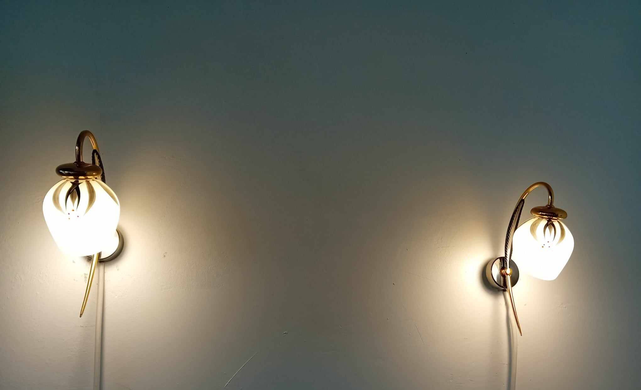 Pair of 50s/60s golden wall lights