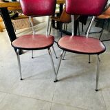 Pair of raspberry-colored chairs from the 60s/70s with metal legs